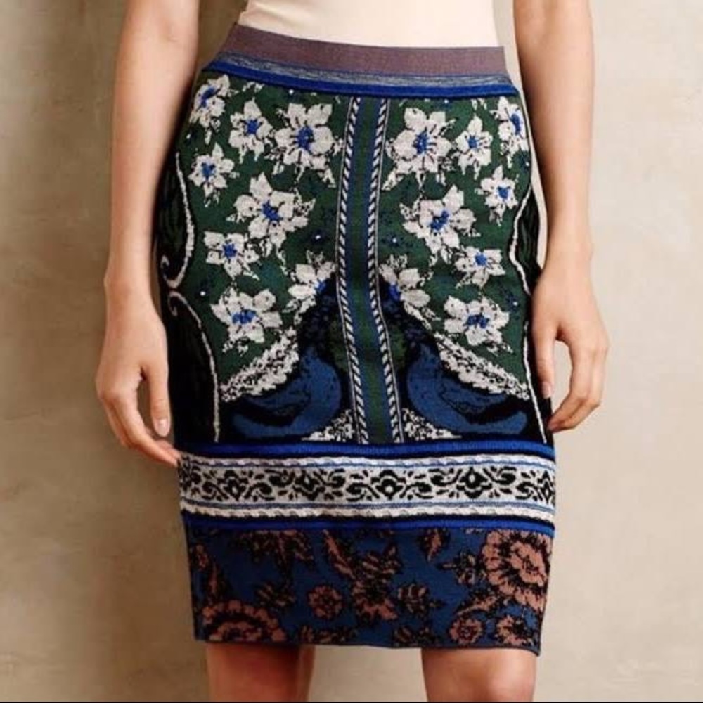 Anthropologie Moth Jacquard Sweater Pencil Skirt XS